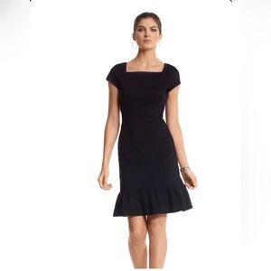 White House Black Market Black Square-Neck Ruffle-Hem Mini Dress